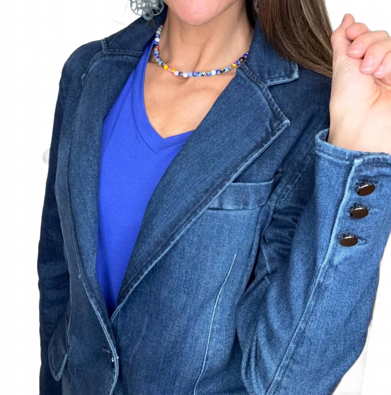 Denim Blazer Jacket In Blue