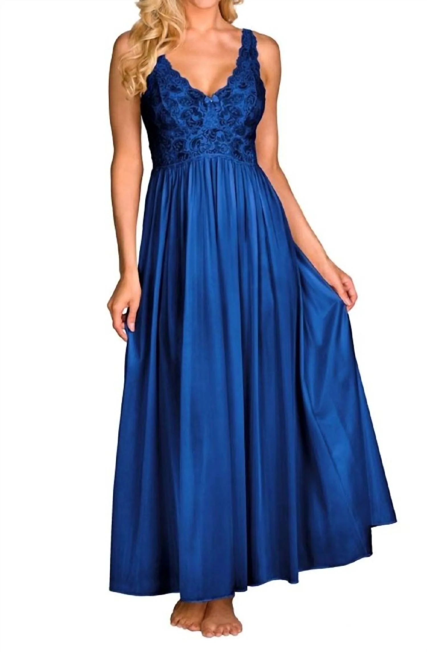 Silhouette 53 Inch Sleeveless Long Gown In Navy