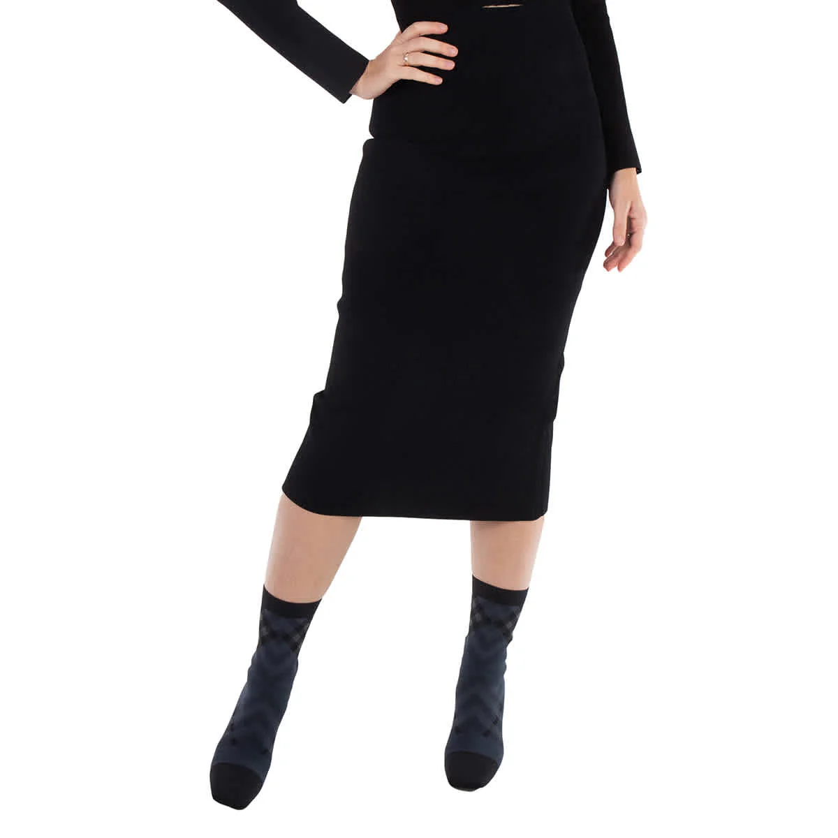 Victoria Beckham Ribbed Body Fitted Pencil Skirt