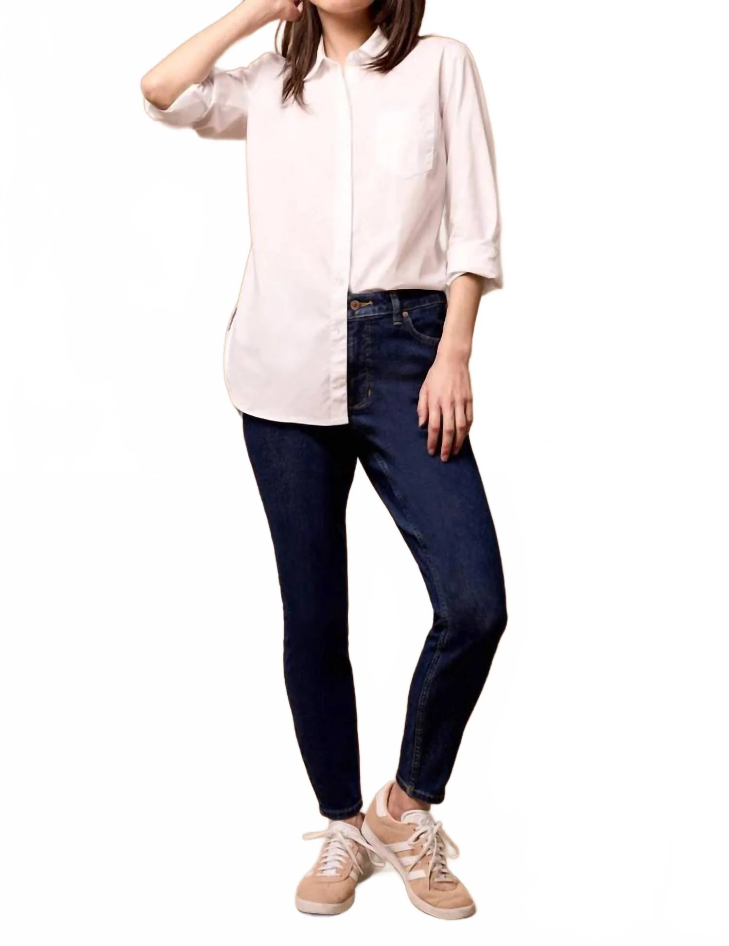 Sophia Curvy Hugging Skinny Ankle Jeans In Dark Denim