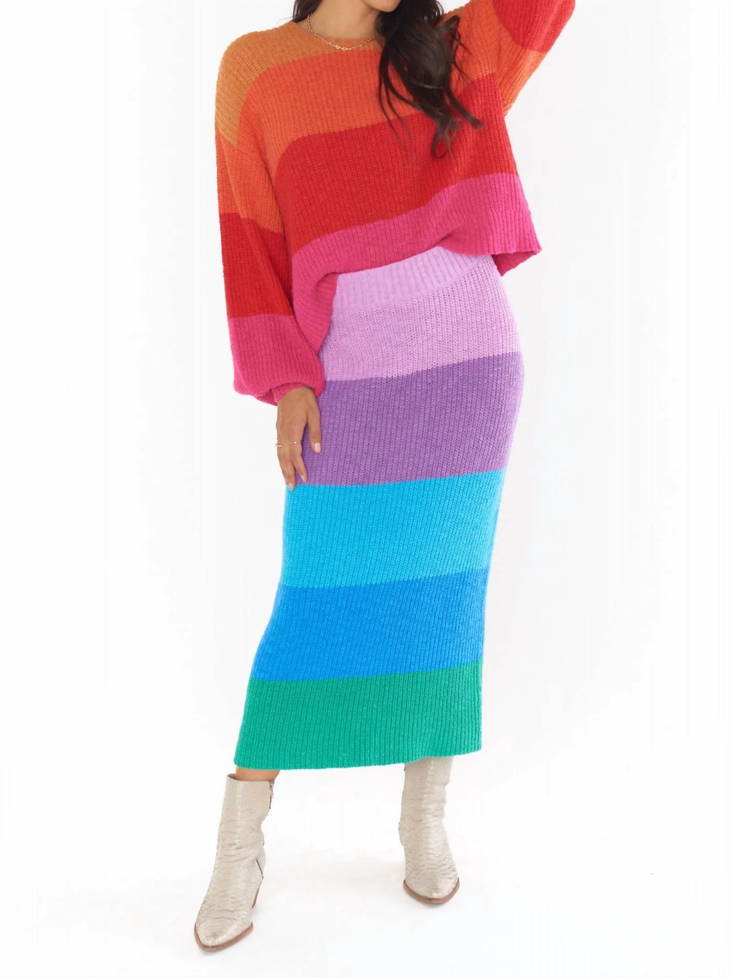 Pippa Sweater Skirt In Sunset Stripe