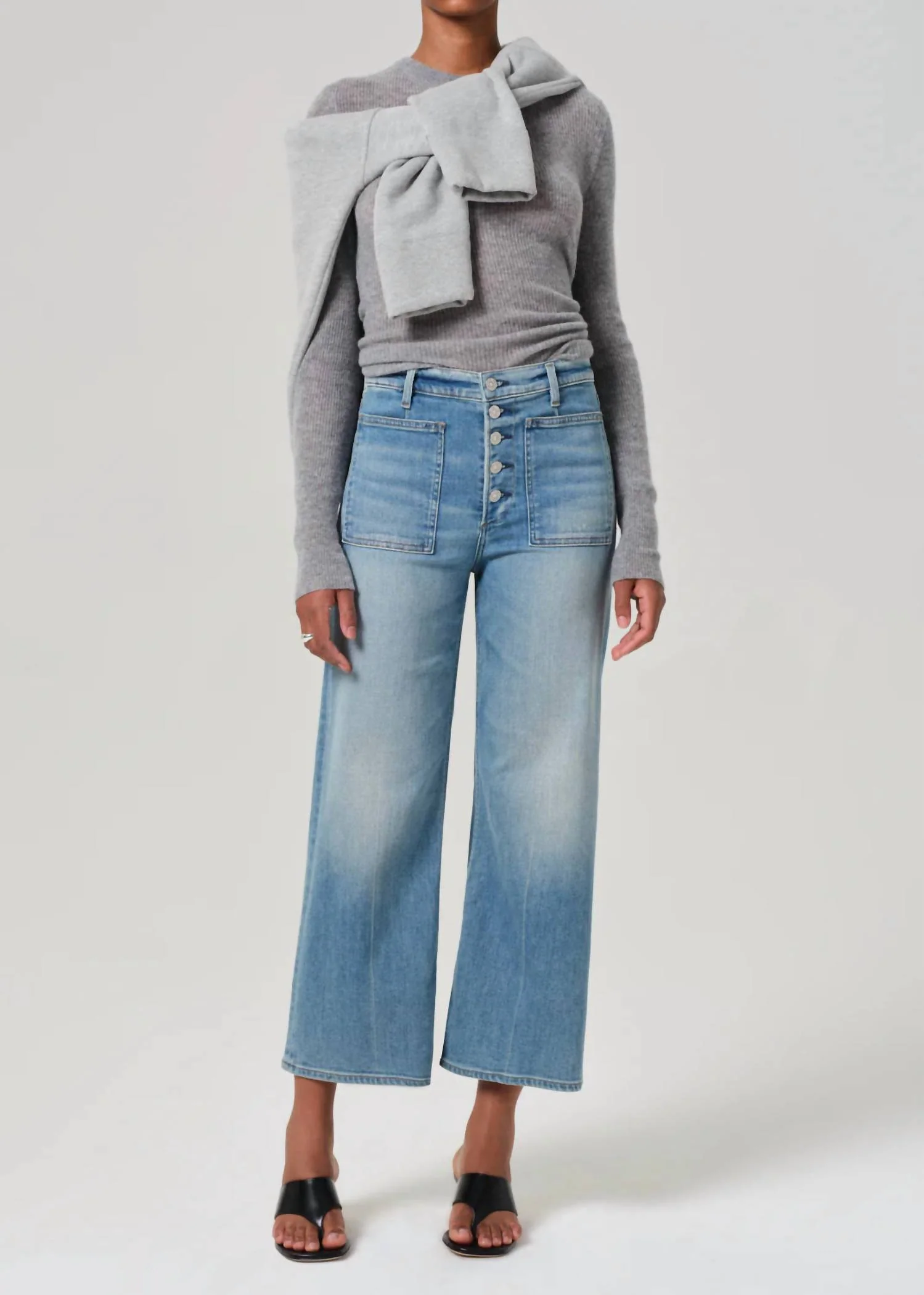 Lyra Patch Pocket Wide Leg Jeans In Splendor