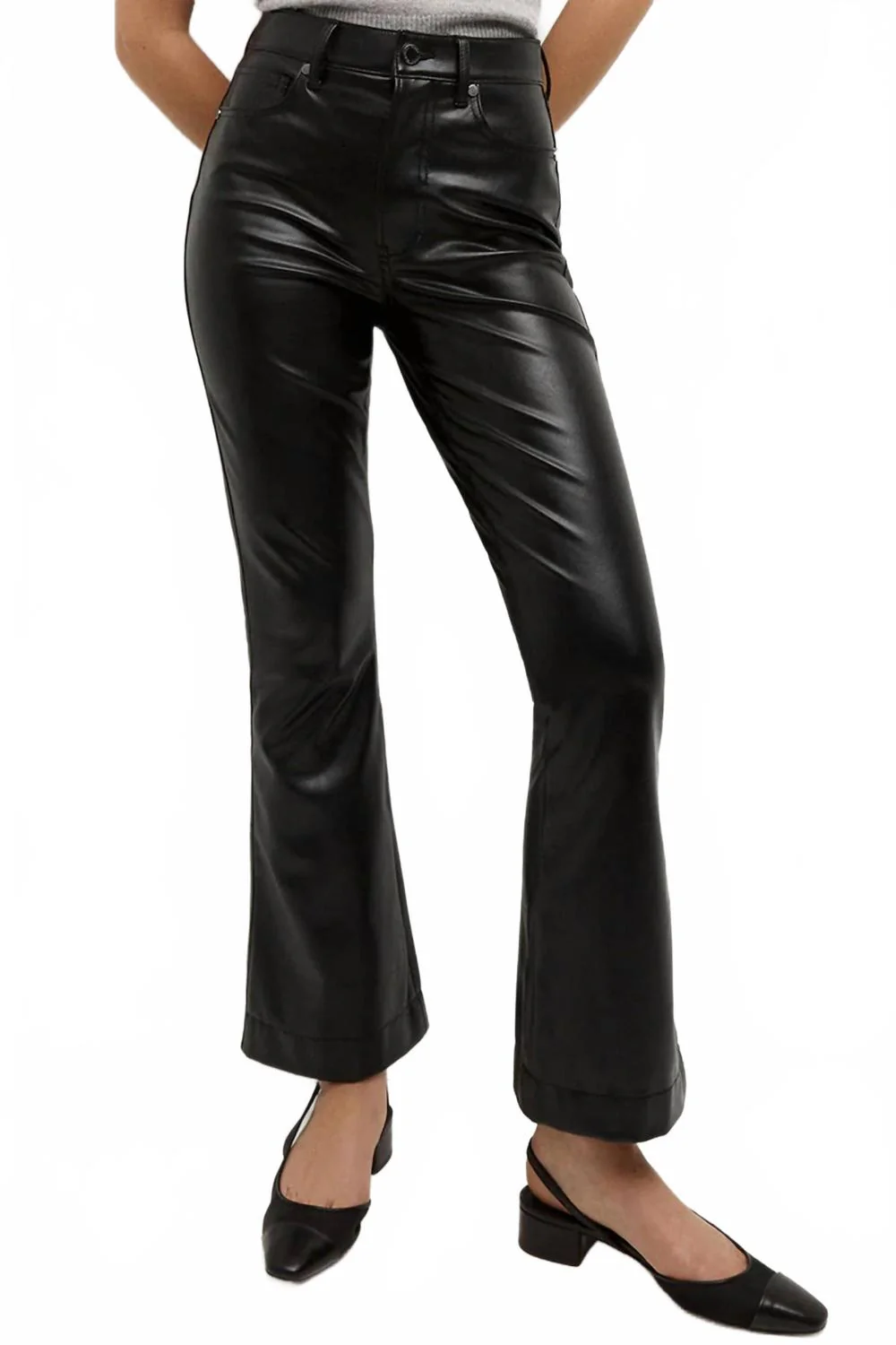 Carson Vegan Leather Kick-Flare Pant In Black