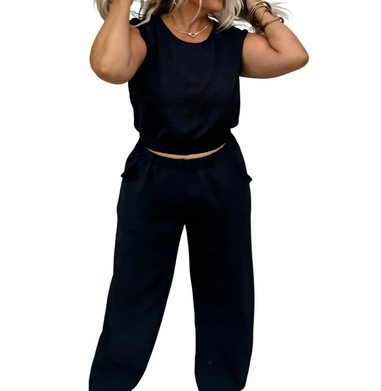 Two Piece Pant Set In Black