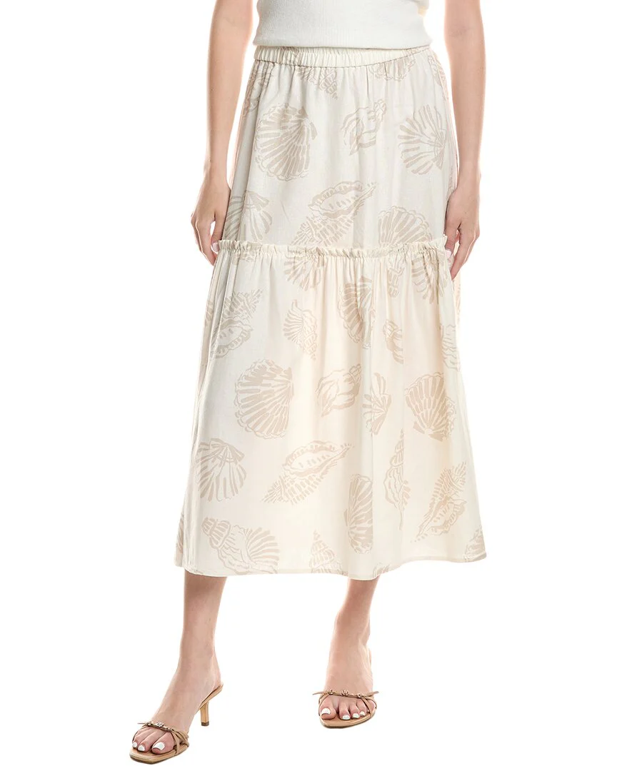 Jones New York Tiered Linen-Blend Maxi Skirt