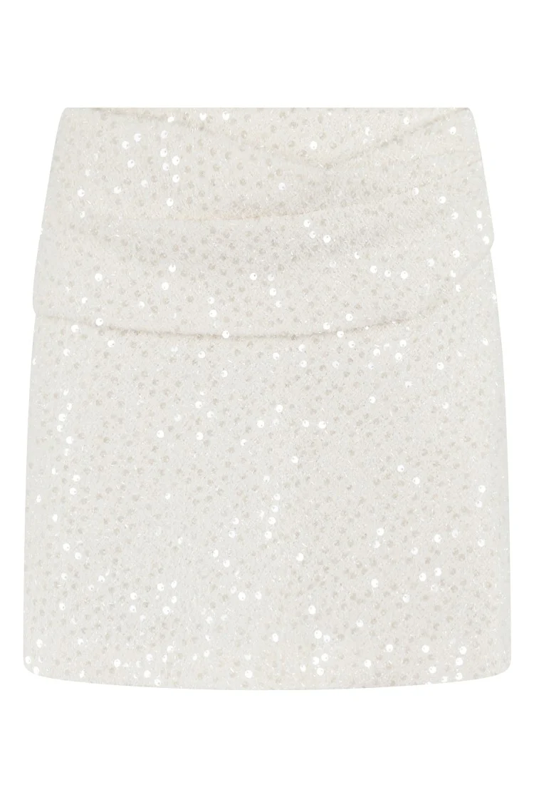 Bouclè Skirt With All-Over Sequins And Draped Detail