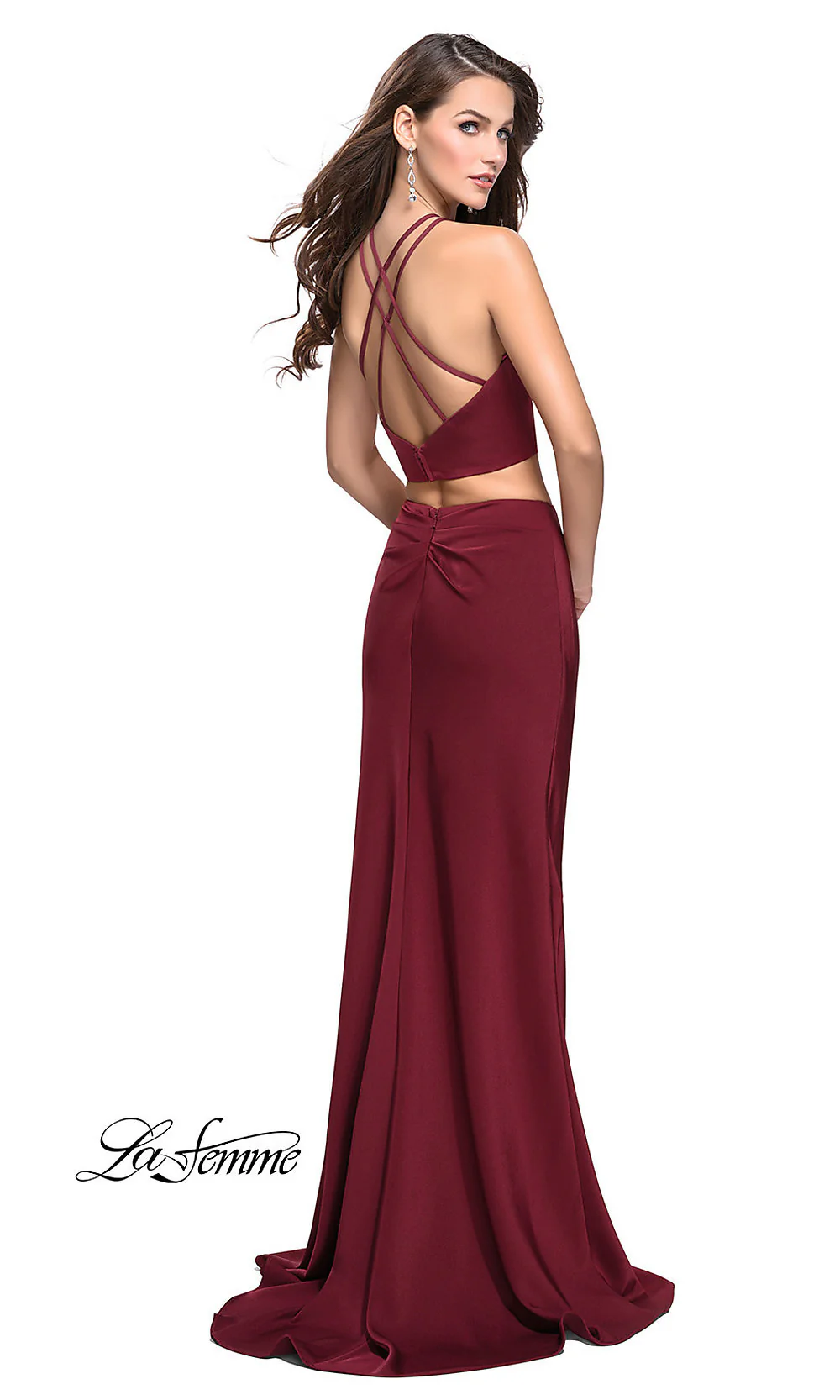 La Femme Long Two-Piece Prom Dress with Train