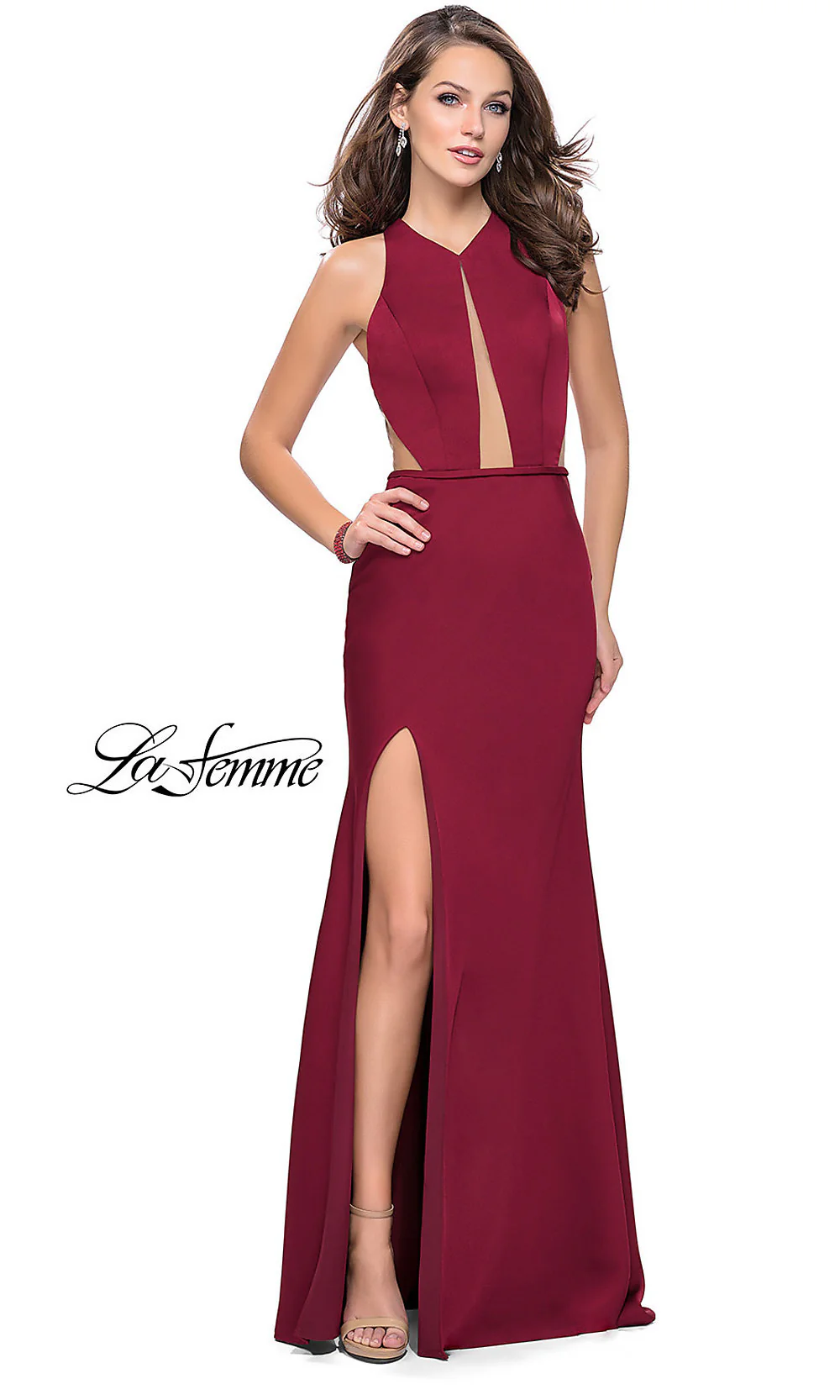 Open-Back La Femme Long Prom Dress with Slit
