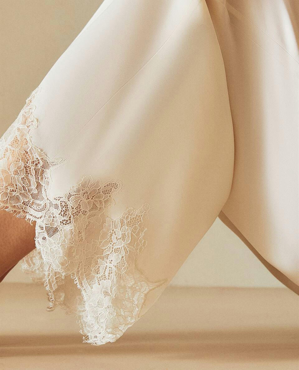SATIN TROUSERS WITH BLONDE LACE