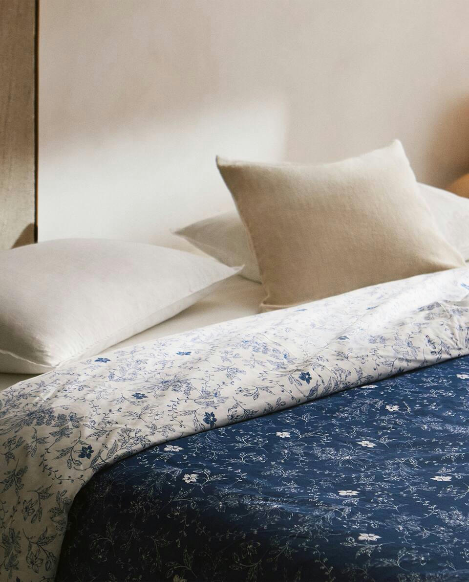 BLUE FLORAL PRINT DUVET COVER