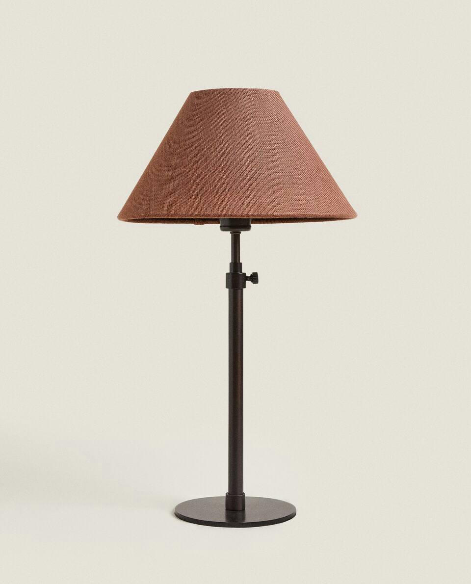 METAL BASE LAMP WITH LINEN LAMPSHADE