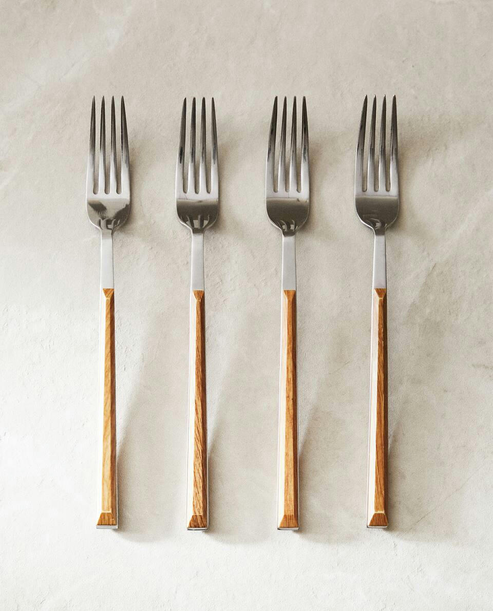 WOOD-EFFECT CUTLERY PIECES (BOXES OF 4)