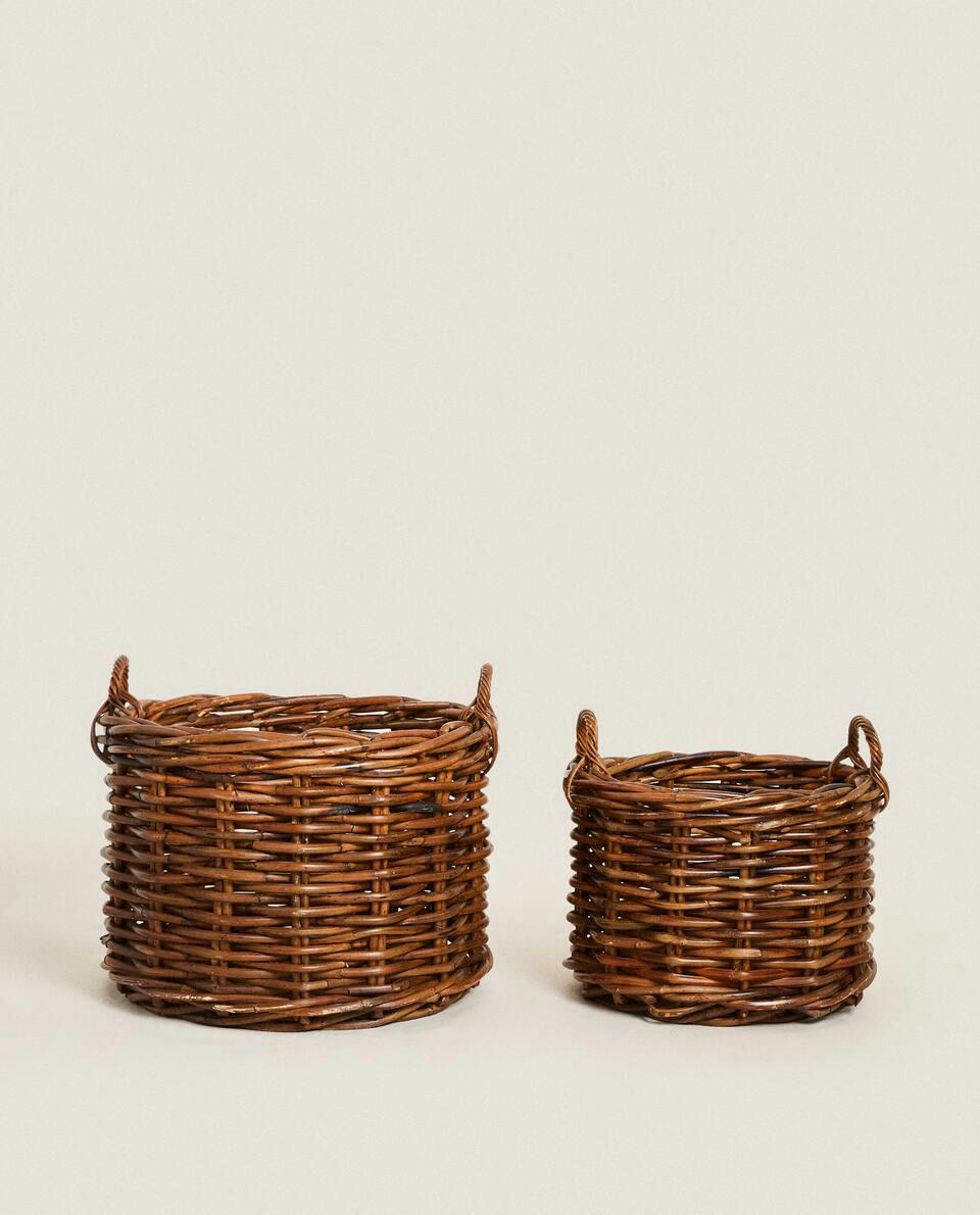 LARGE CHUNKY RATTAN BASKET