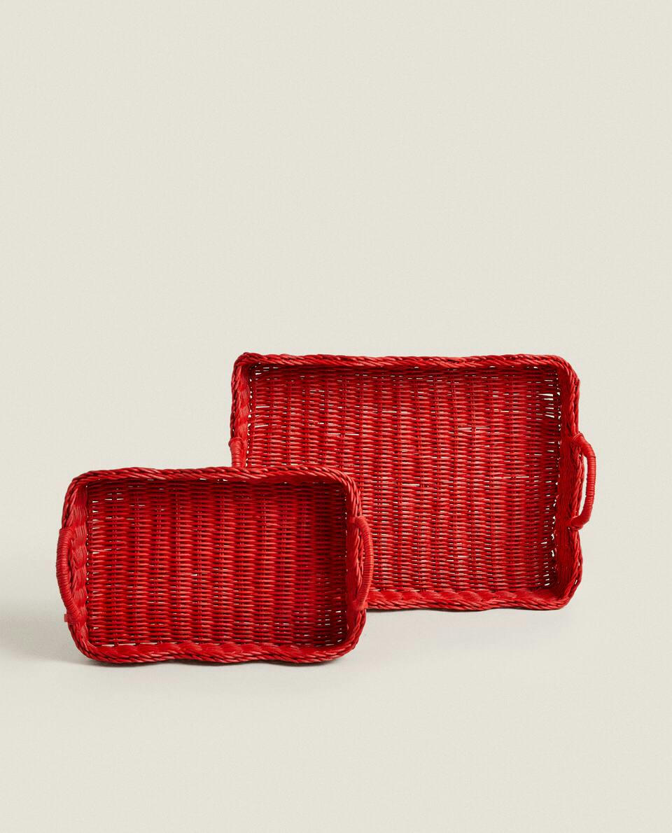 CHRISTMAS RATTAN TRAY