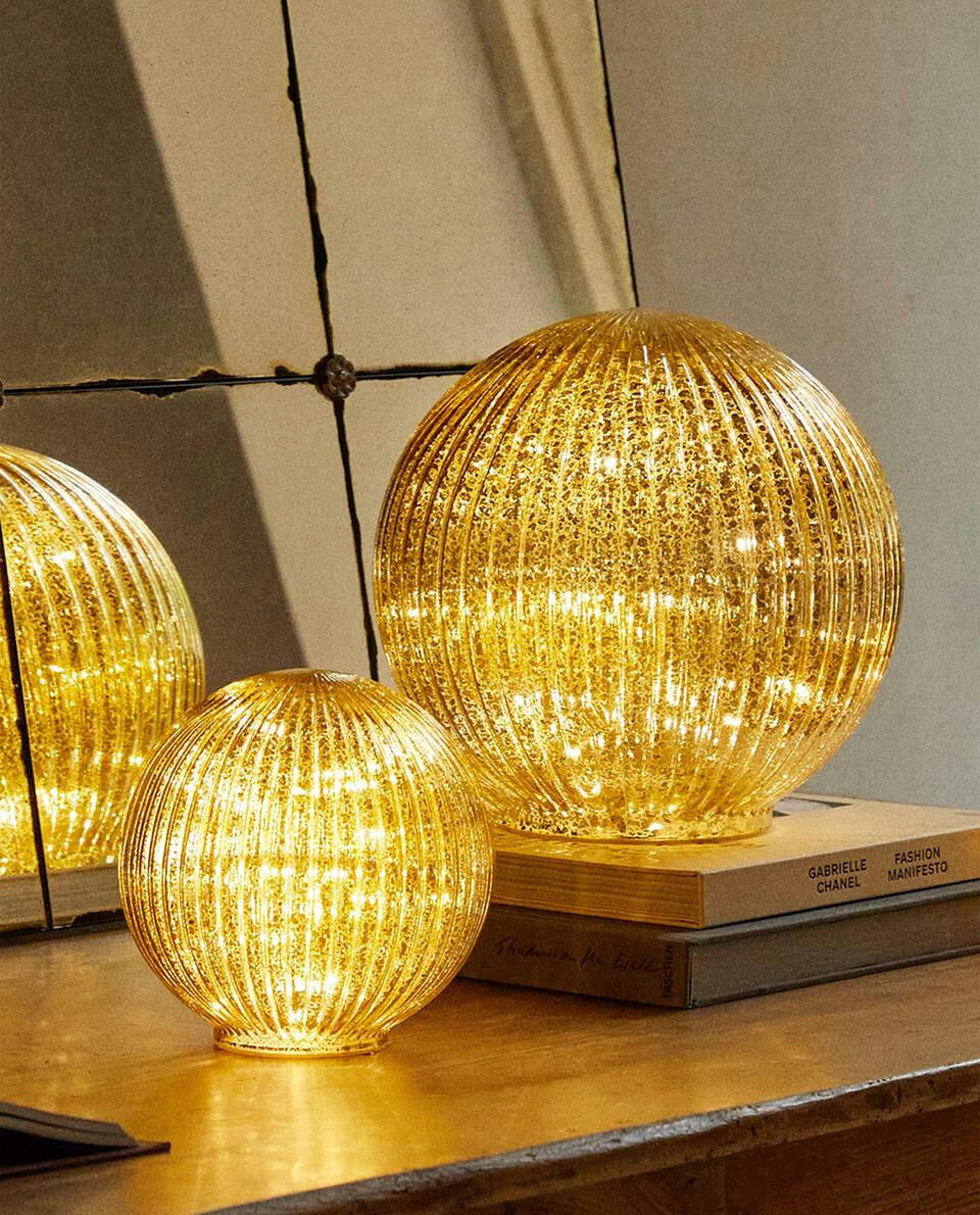 STRIPED CHRISTMAS BAUBLE LED LIGHT DECORATION