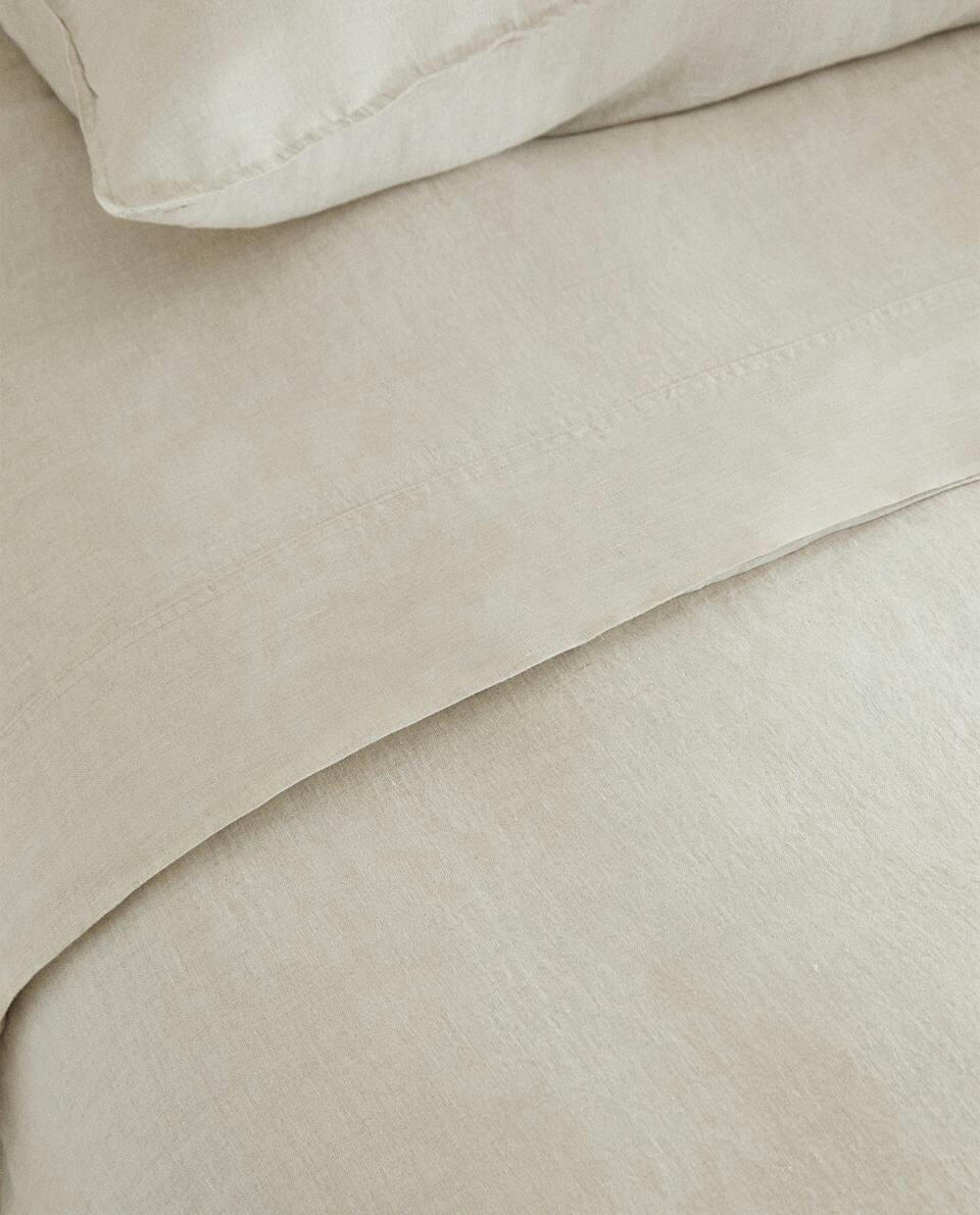 (140 GxM2) WASHED LINEN FLAT SHEET
