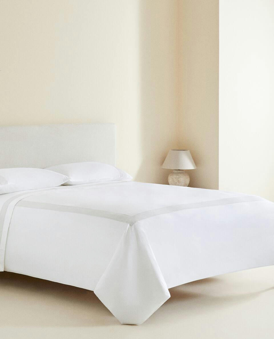 DUVET COVER WITH LINEN BORDER