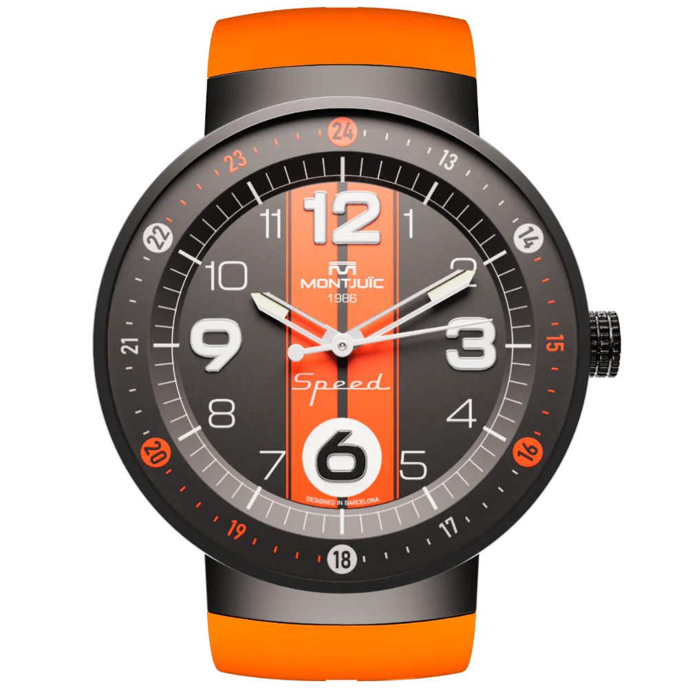 Zegarek Montjuïc Speed Sport Orange Racing Stripes PVD - MJ1.0801.B