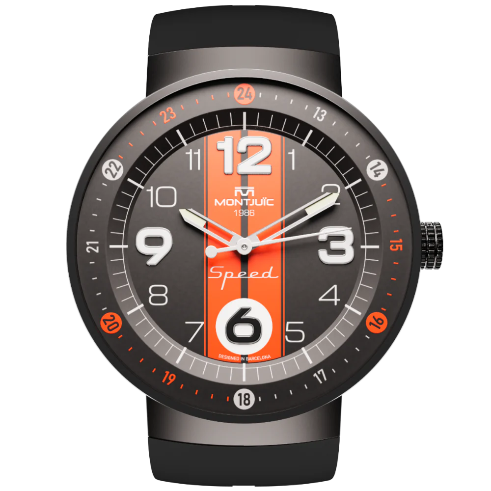 Zegarek Montjuïc Speed Sport Orange Racing Stripes PVD - MJ1.0801.B