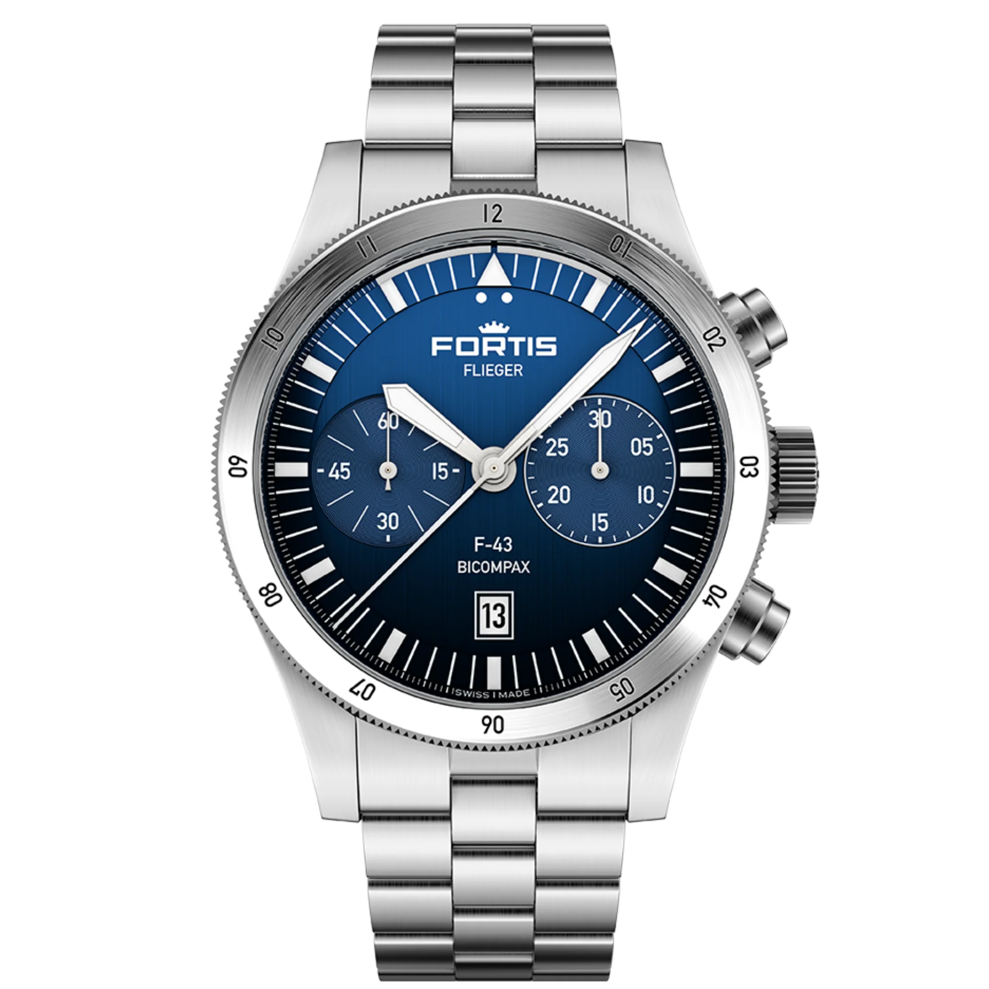 Zegarek Fortis Flieger F-43 Bicompax Liberty Blue - 4240012