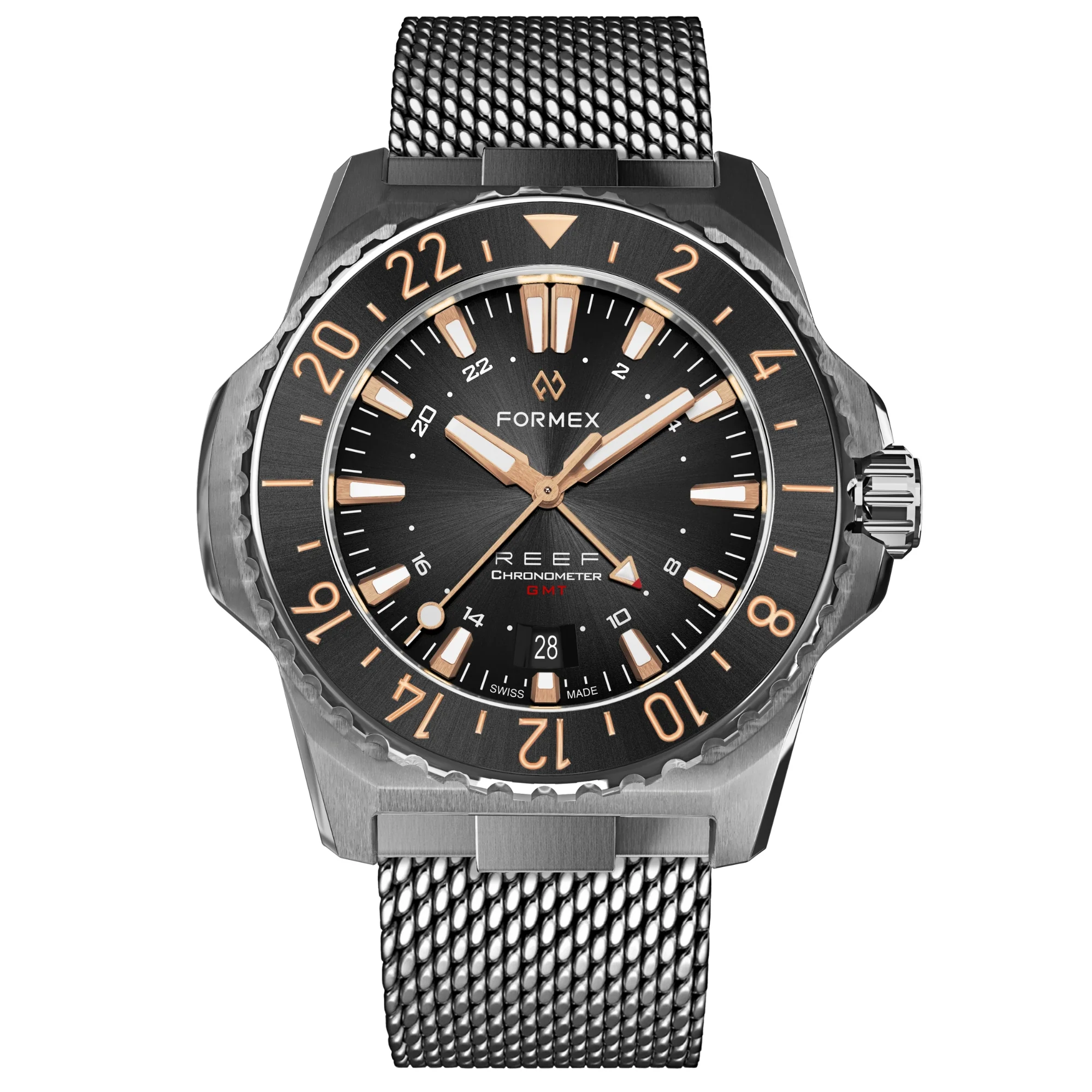 Zegarek FORMEX Reef GMT Black/Gold 42 COSC - 2202.1.5399.111