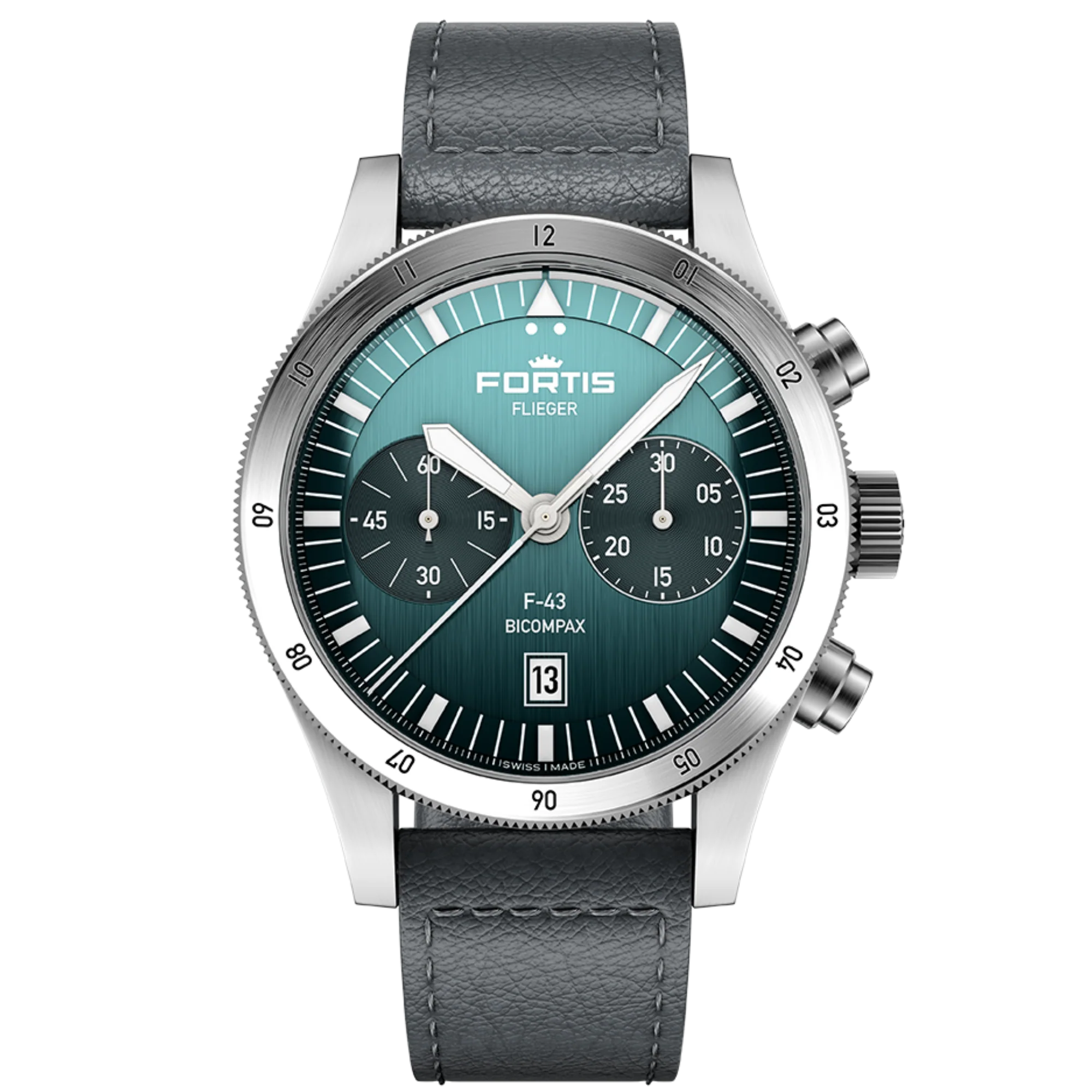 Zegarek Fortis Flieger F-43 Bicompax Petrol - 4240009