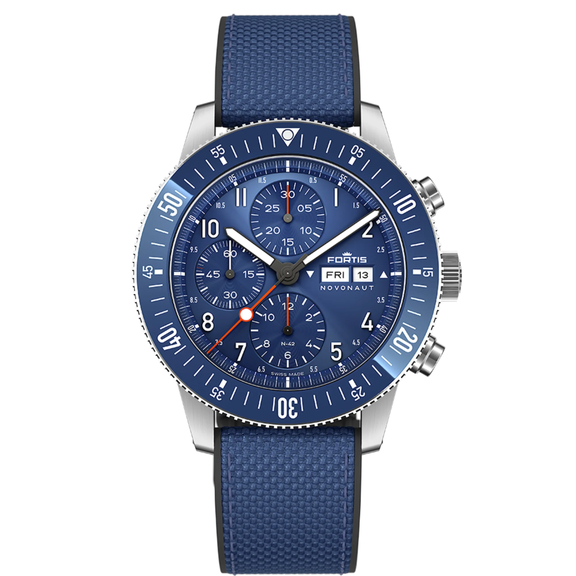 Zegarek Fortis Novonaut N-42 Cobalt Blue Hybrid Strap - F2040013