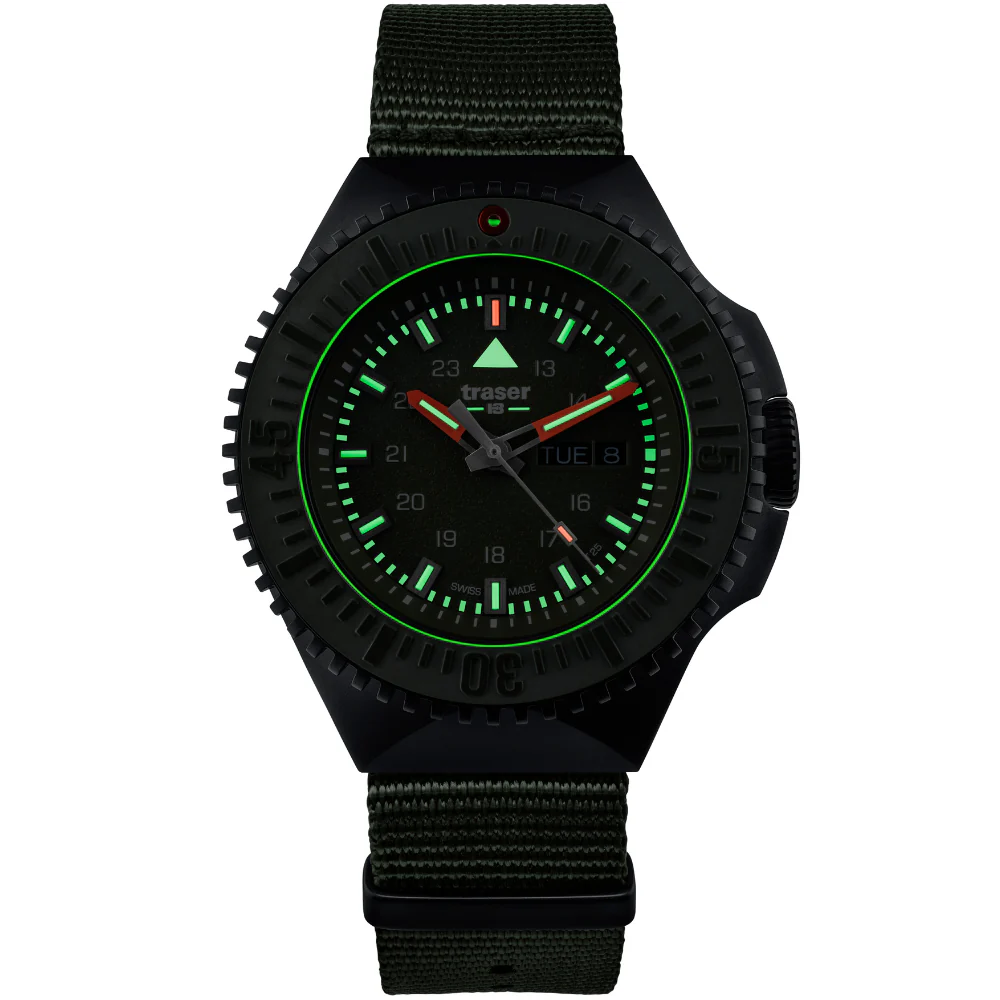 Zegarek męski Traser P69 Black Stealth - Green - 109858