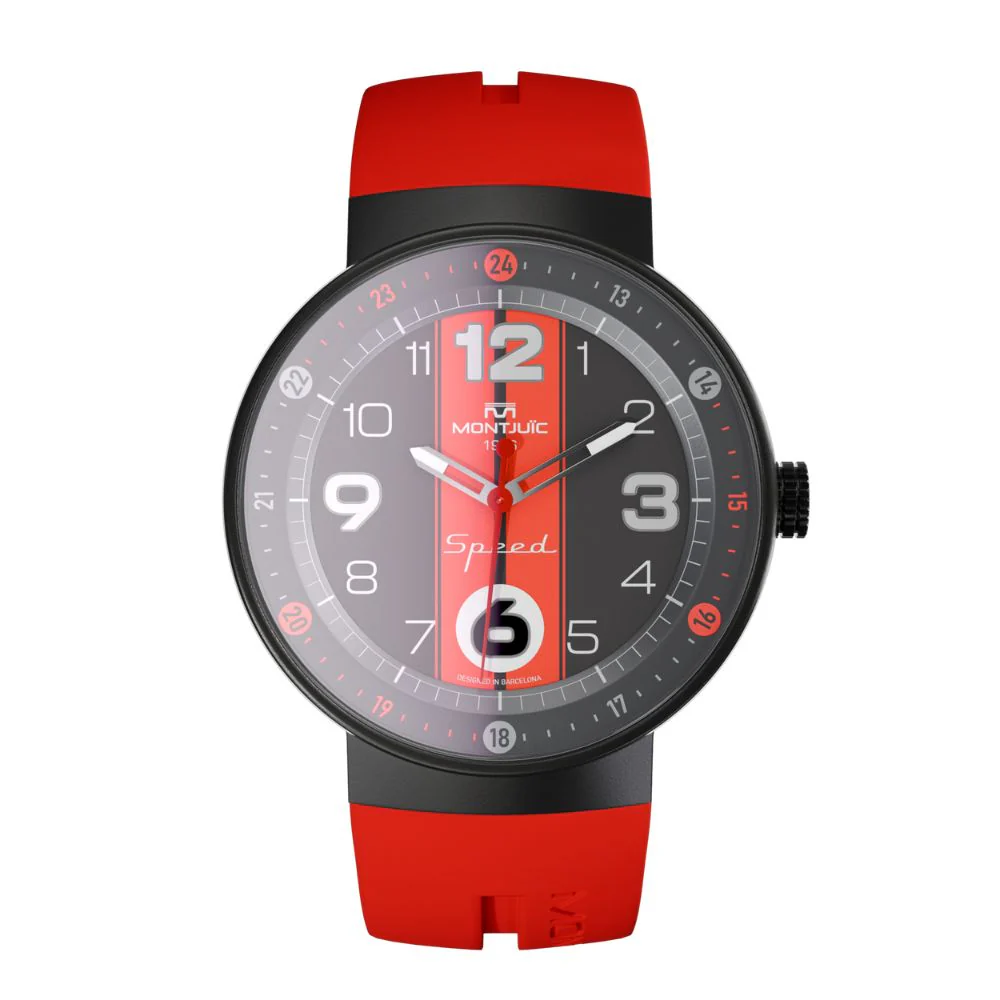 Zegarek Montjuïc Speed Red Sport Stripes PVD - MJ1.0602.B