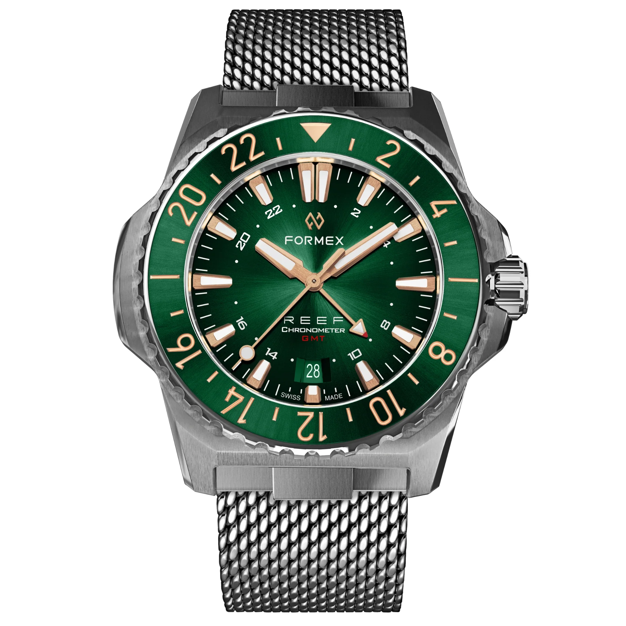 Zegarek FORMEX Reef GMT Green/Gold 42 COSC - 2202.1.5388.111