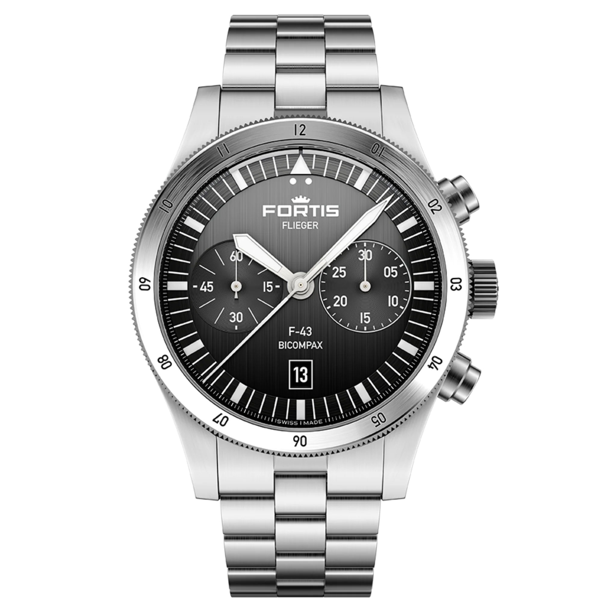 Zegarek Fortis Flieger F-43 Bicompax Black - 4240006