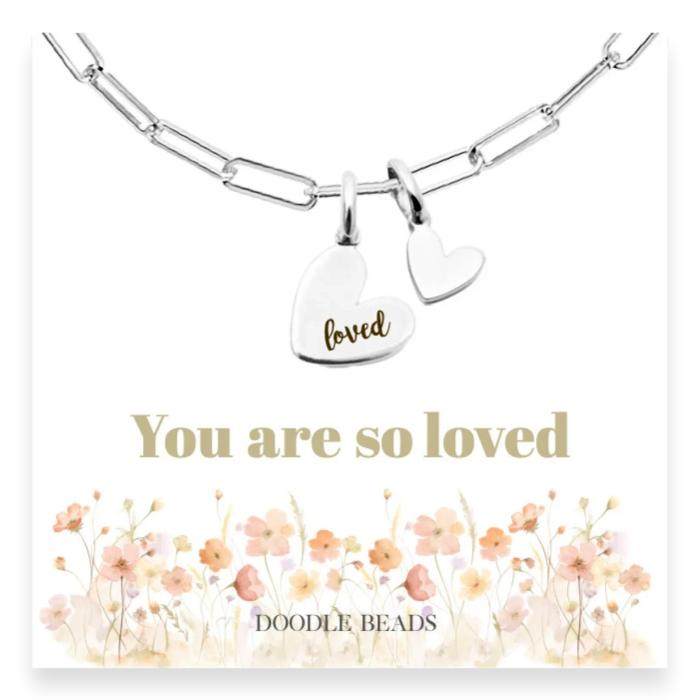 You Are So Loved Paperclip Heart Charm Bracelet