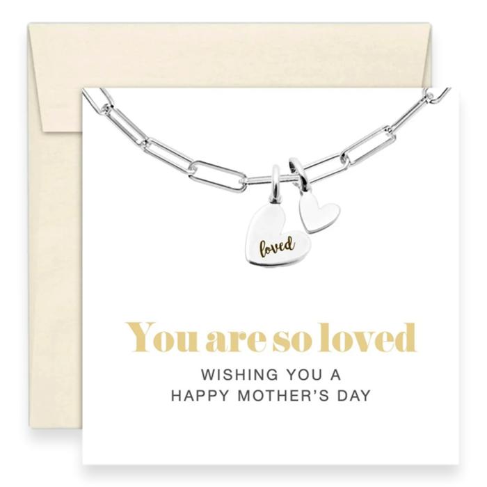 Happy Mother’s Day Paperclip Heart Charm Bracelet & Greeting Card Gift Set