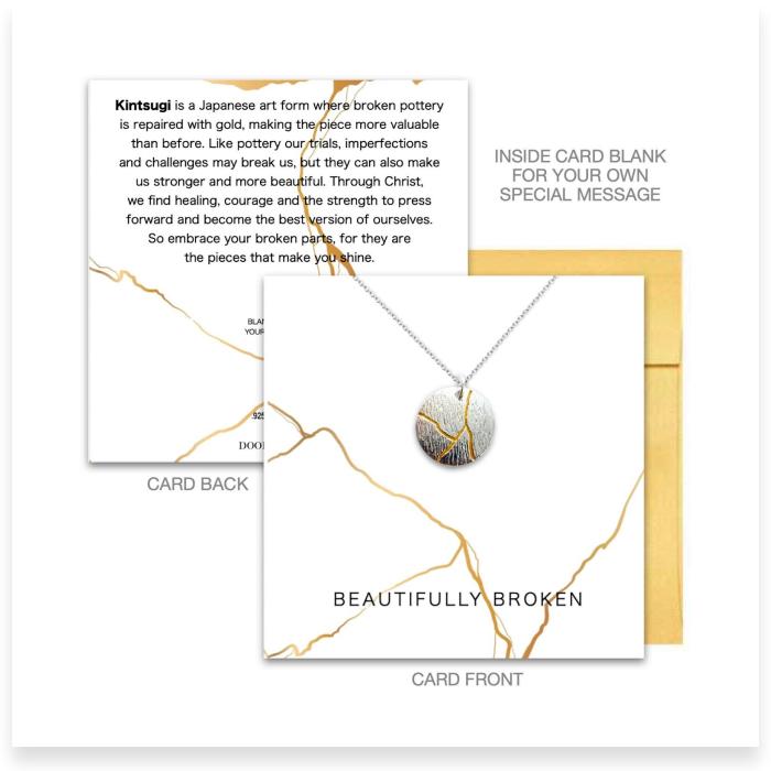 Beautifully Broken, Kintsugi Necklace & Card