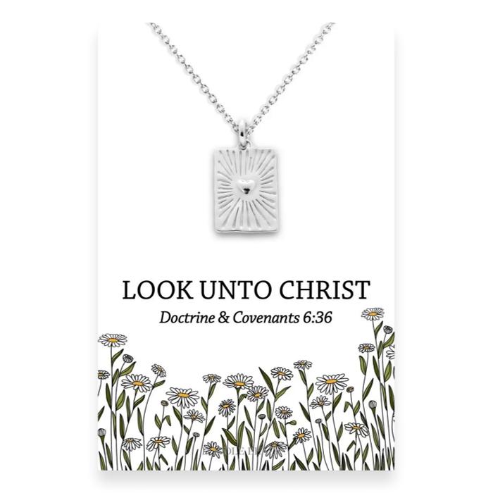 2025 LDS Youth Theme Necklace, Look Unto Christ, Beautiful Heart Burst Pendant Necklace