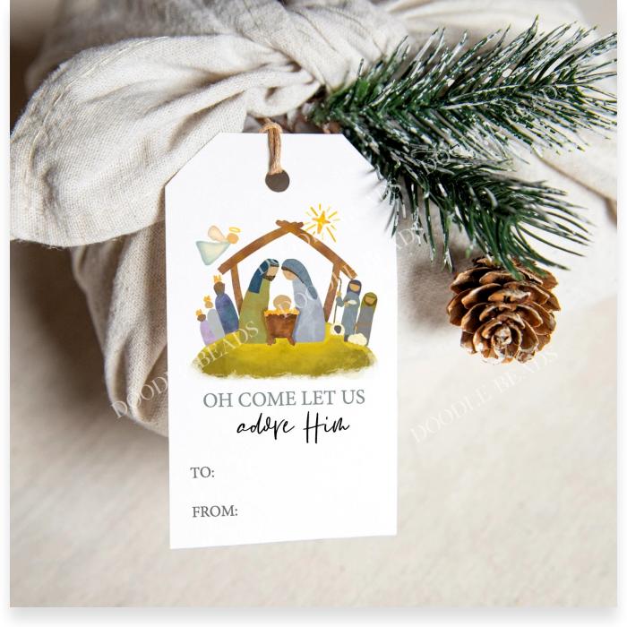 Set of 3 Printable Christmas Gift Tags, Religious Theme