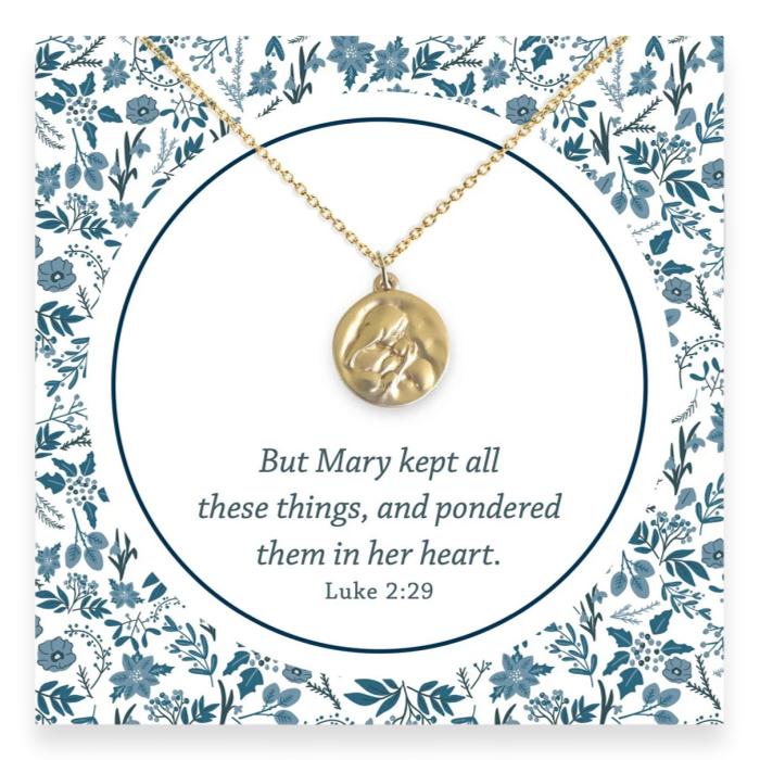 Mary and Baby Jesus Medallion Necklace, But Mary Kept All These Things