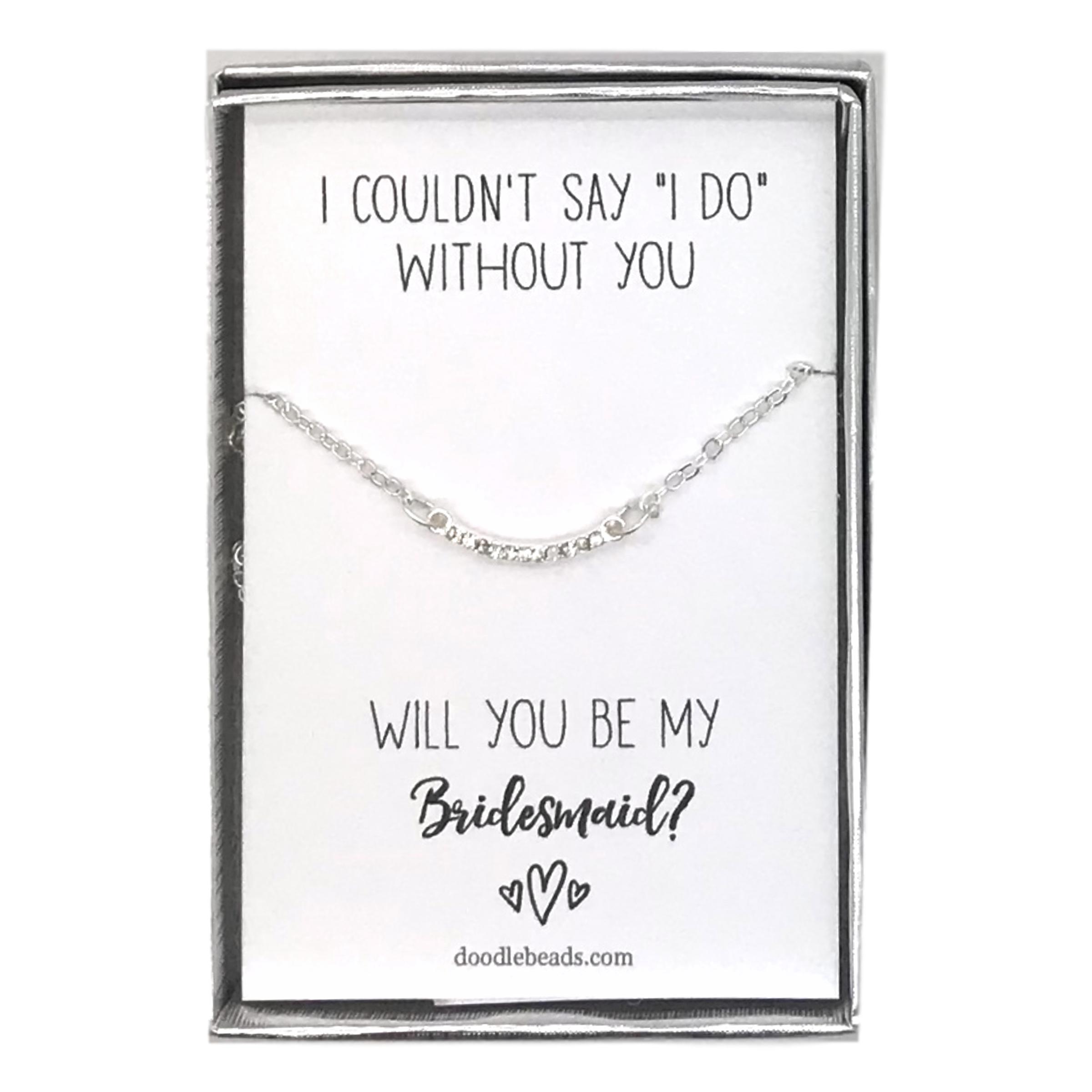CZ Crescent Bar Necklace, I couldn’t say I do without you -Bridesmaid Proposal