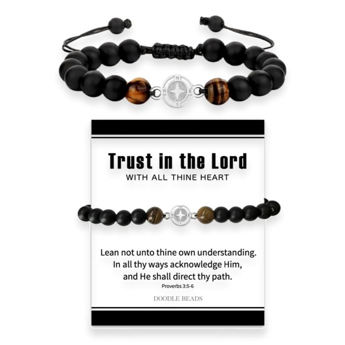 Trust in the Lord Compass Beaded Bracelet