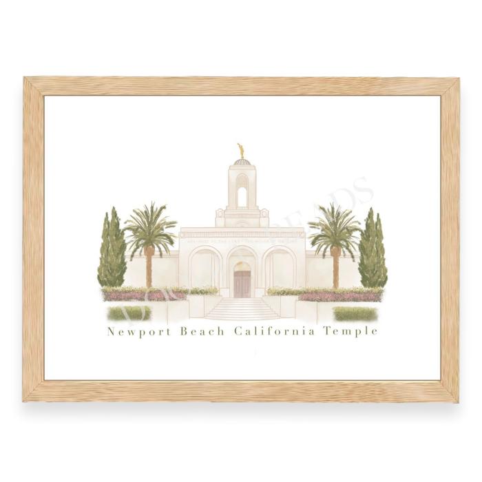 Newport Beach LDS Temple Print, Watercolor Art, 8×10, 5×7, Bookmark