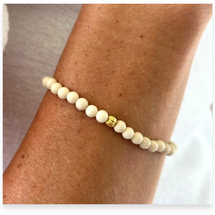 4mm Natural Fossil Riverstone Beaded Stretch Bracelet, You’re Simply The Best