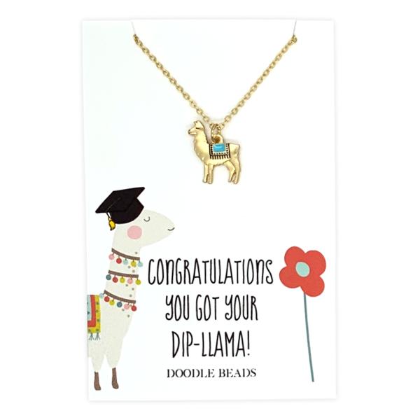 Llama Graduation Necklace, “Congratulations, You Got Your Dip-llama!�?
