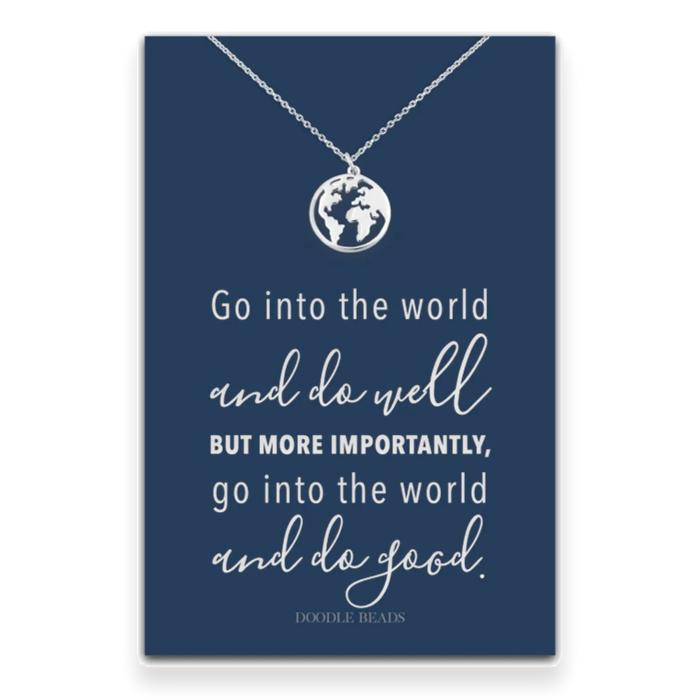 Go Into The World And Do Good, Dainty World Necklace