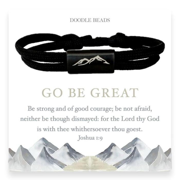 Go Be Great! Surfer Sailing Cord Rope Bracelet with Mountain Bead