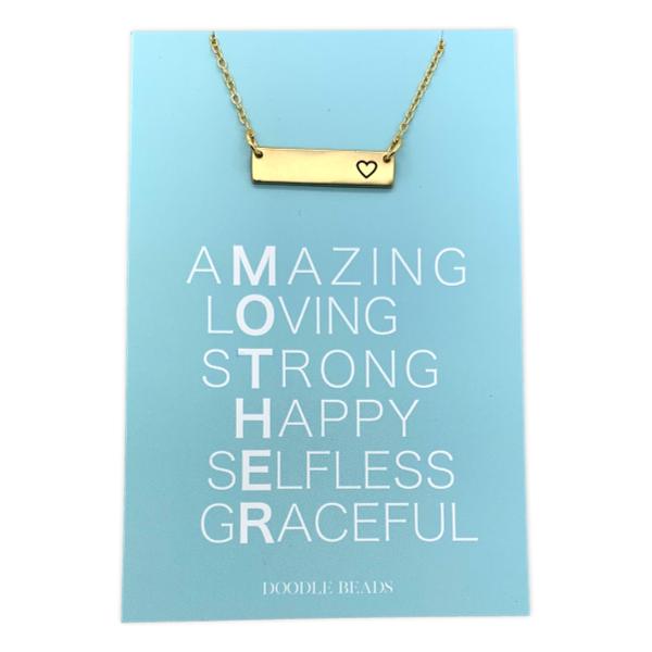 Mother Heart Bar Necklace