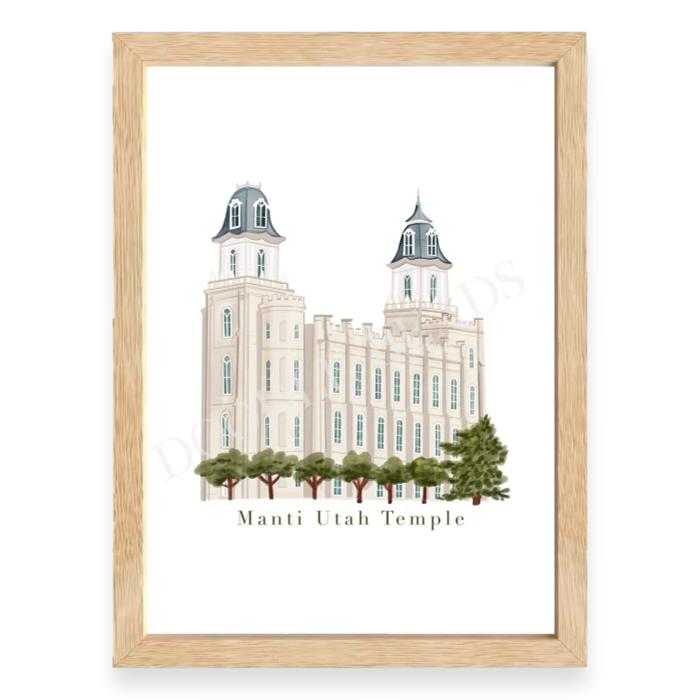 Manti Utah Temple Print, Watercolor Art, 8×10, 5×7, Bookmark