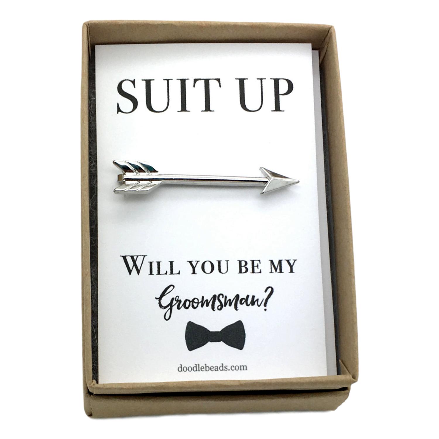 Arrow Tie Bar, Suit Up -Groomsman Proposal