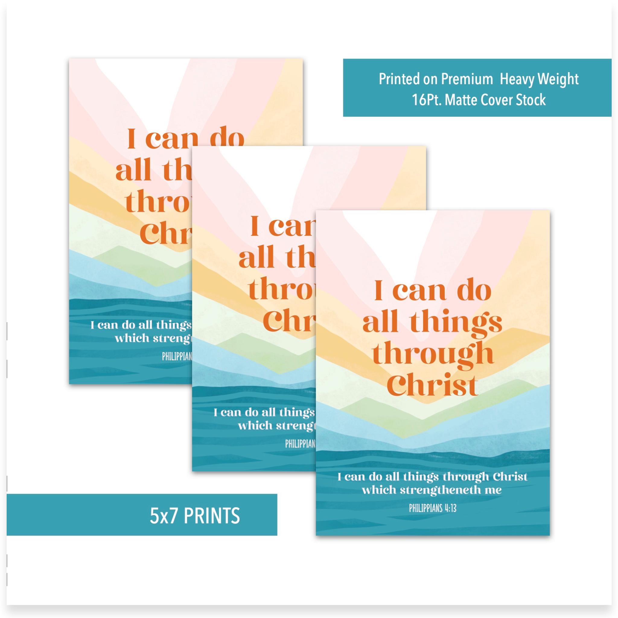 I Can Do All Things Through Christ Prints & Bookmarks, Pastel Sunrise