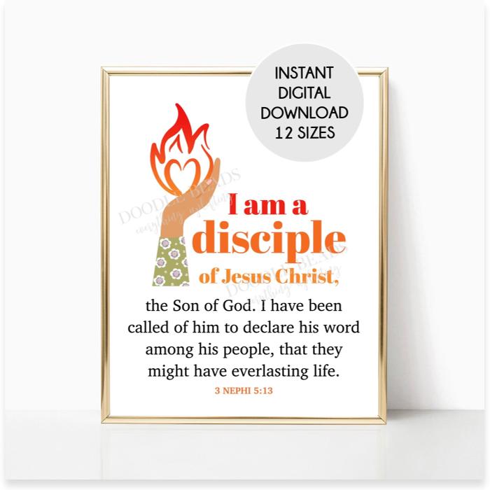 I am a Disciple of Jesus Christ, Digital Download, Hand Holding Heart Flame, 2024 LDS Youth Theme