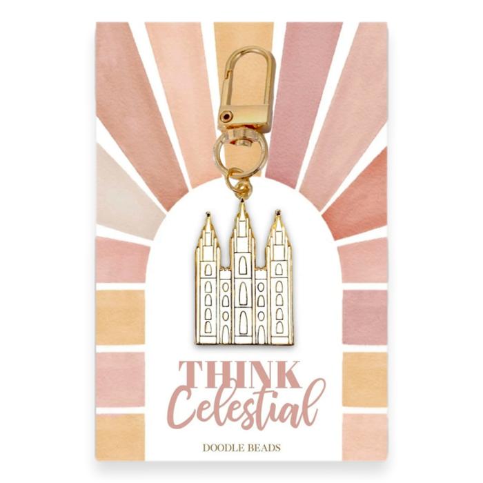 Salt Lake City Utah Temple Pin, White and Gold Enamel Temple Pin